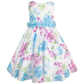 Vestido Floral Azul y Lila para Niñas de 4 a 10 Años  Gerat